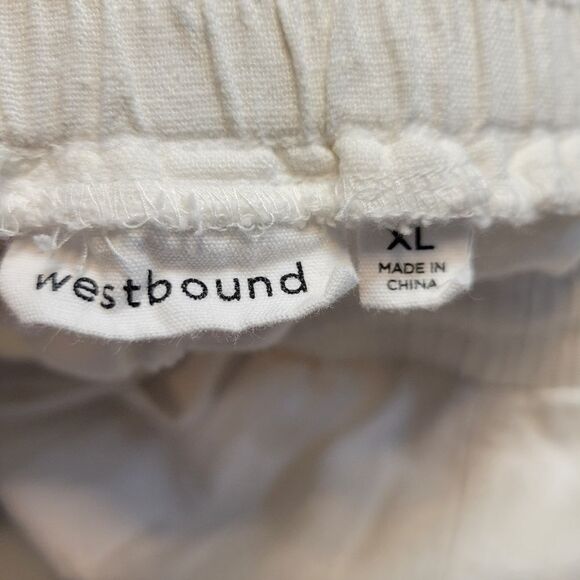 Westbound The Island Crop White Linen Blend Cropped Straight Leg Pants Women's - Picture 9 of 13